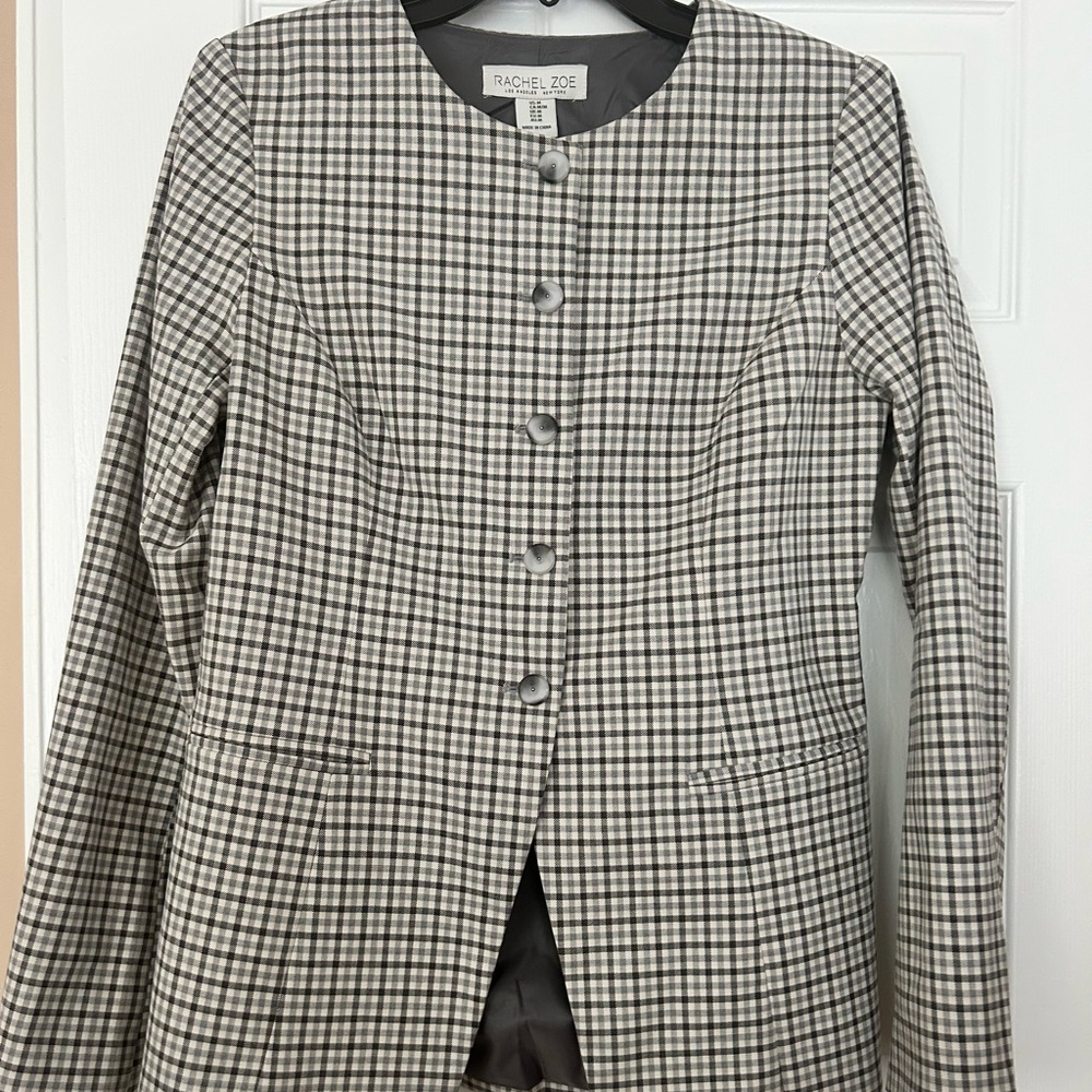 Rachel Zoe Women's Black and White Checkered Blazer